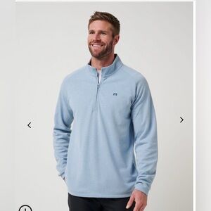 Travis Matthew Light Blue Quarter Zip Long Sleeve Pull Over- Medium